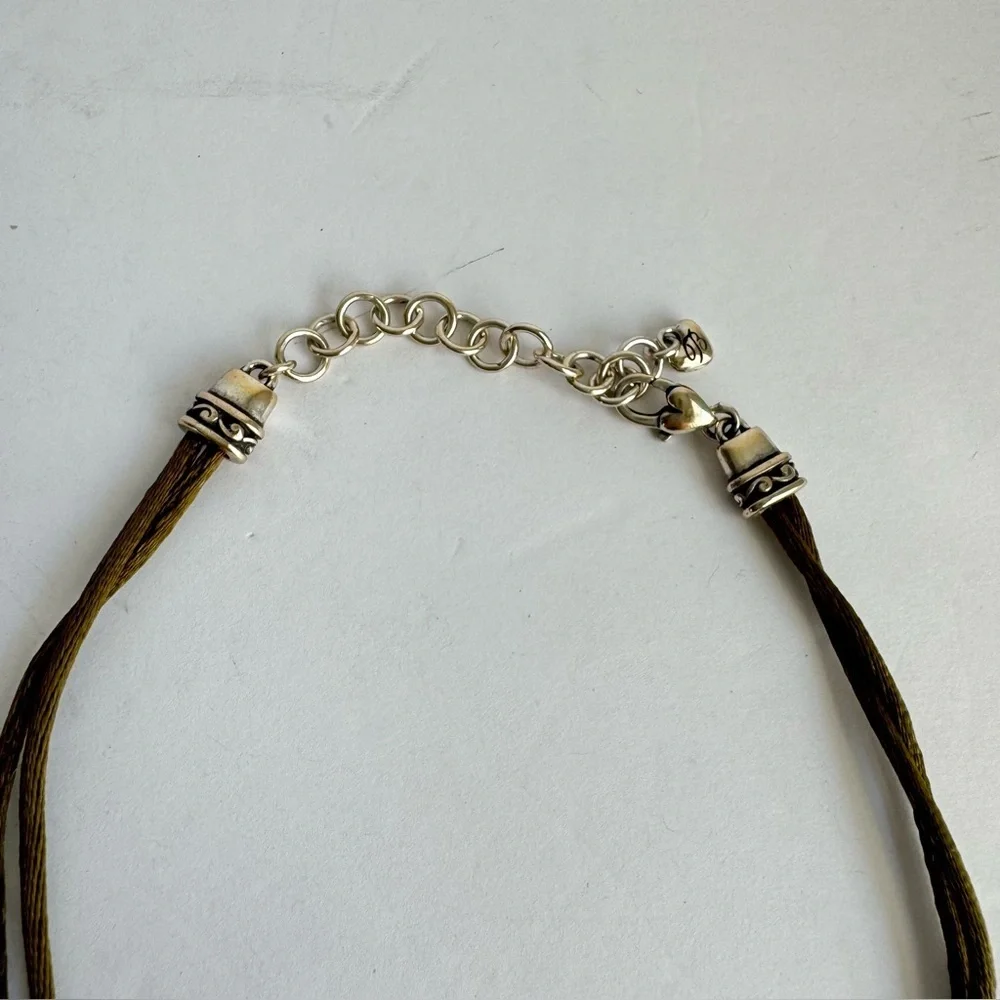 Brighton Venus Necklace Swarovski Crystal Pendant Olive Double Cord Silver Tone - Picture 8 of 11
